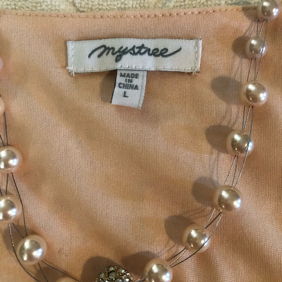 Mystree flirty girly pale peach dress or top, sz L - Picture 5 of 8